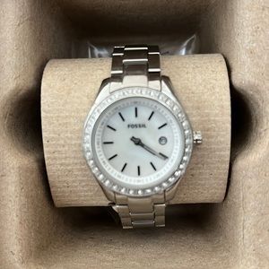 Fossil Women's ES2998 Stella Mini Stainless Steel Watch with rhinestone face